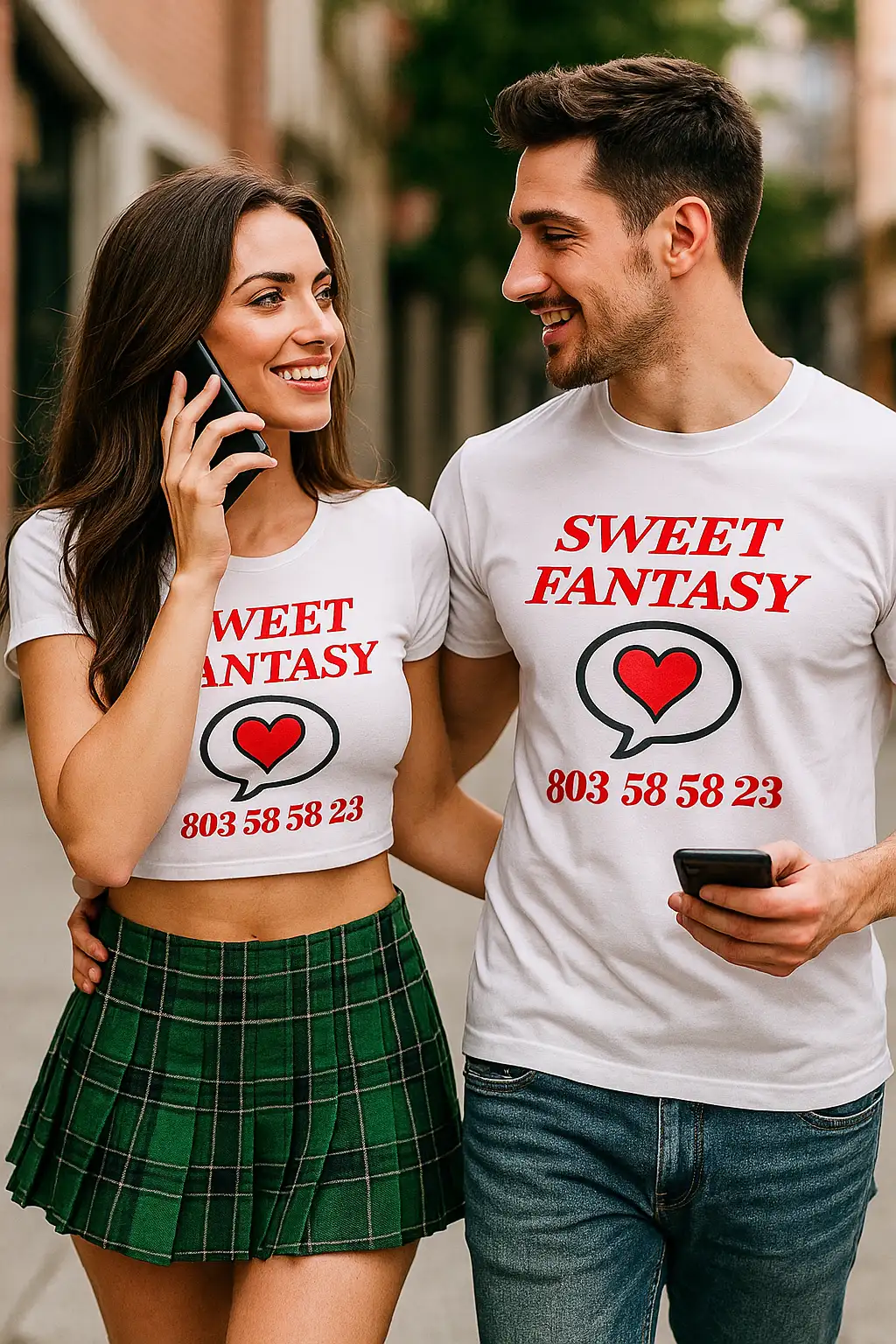 Pareja disfrutando del sexo telefónico